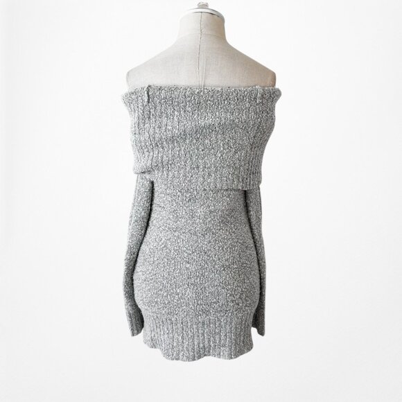 Vintage Y2K Gray Knit Off The Shoulder Long Sleeve Sweater Top Size S - Picture 5 of 6